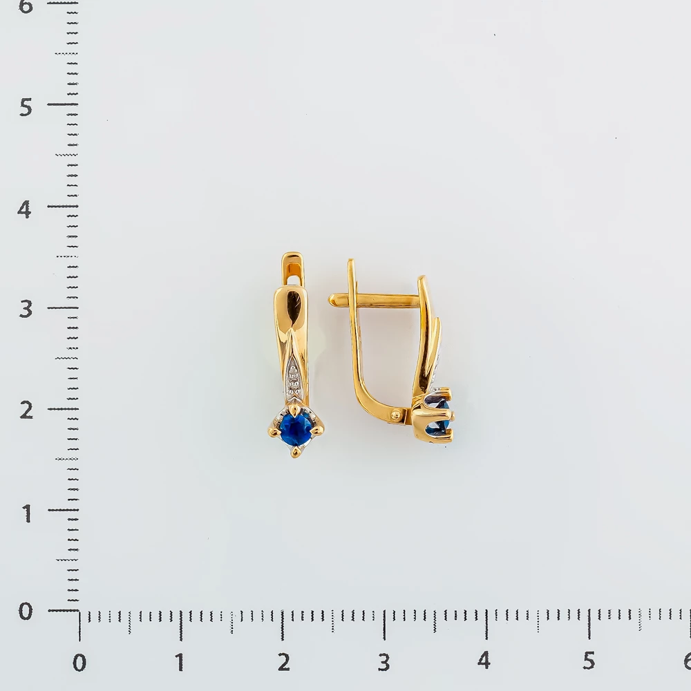 Серьги с сапфиром из красного золота 585 пробы