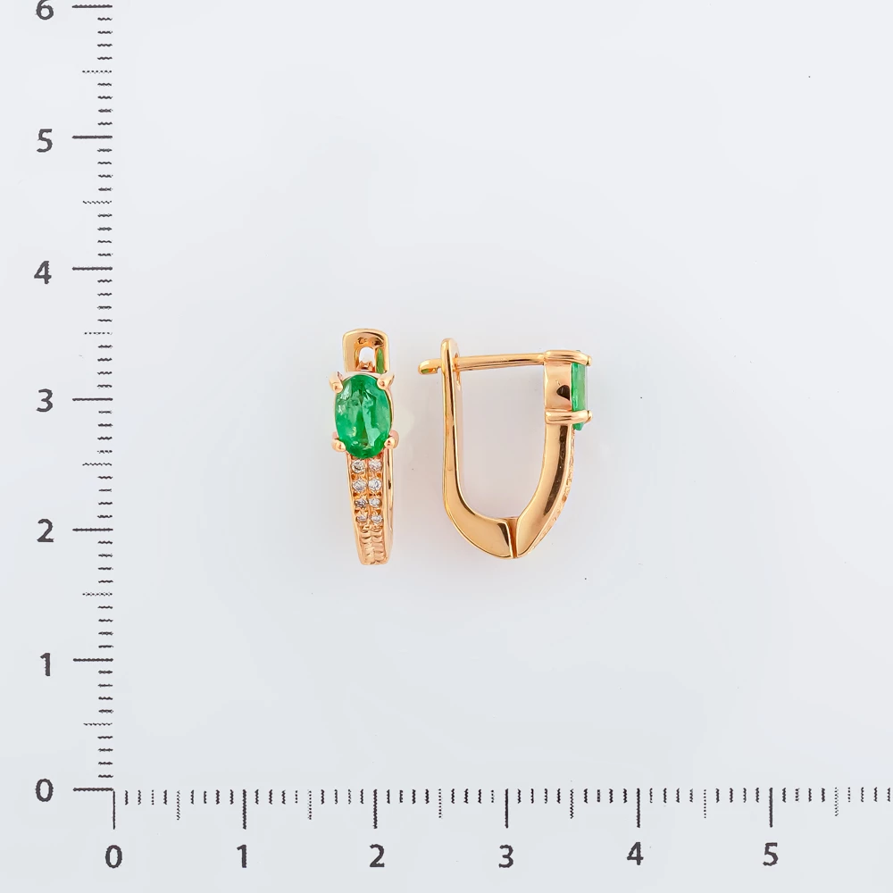 Серьги с изумрудом из красного золота 585 пробы