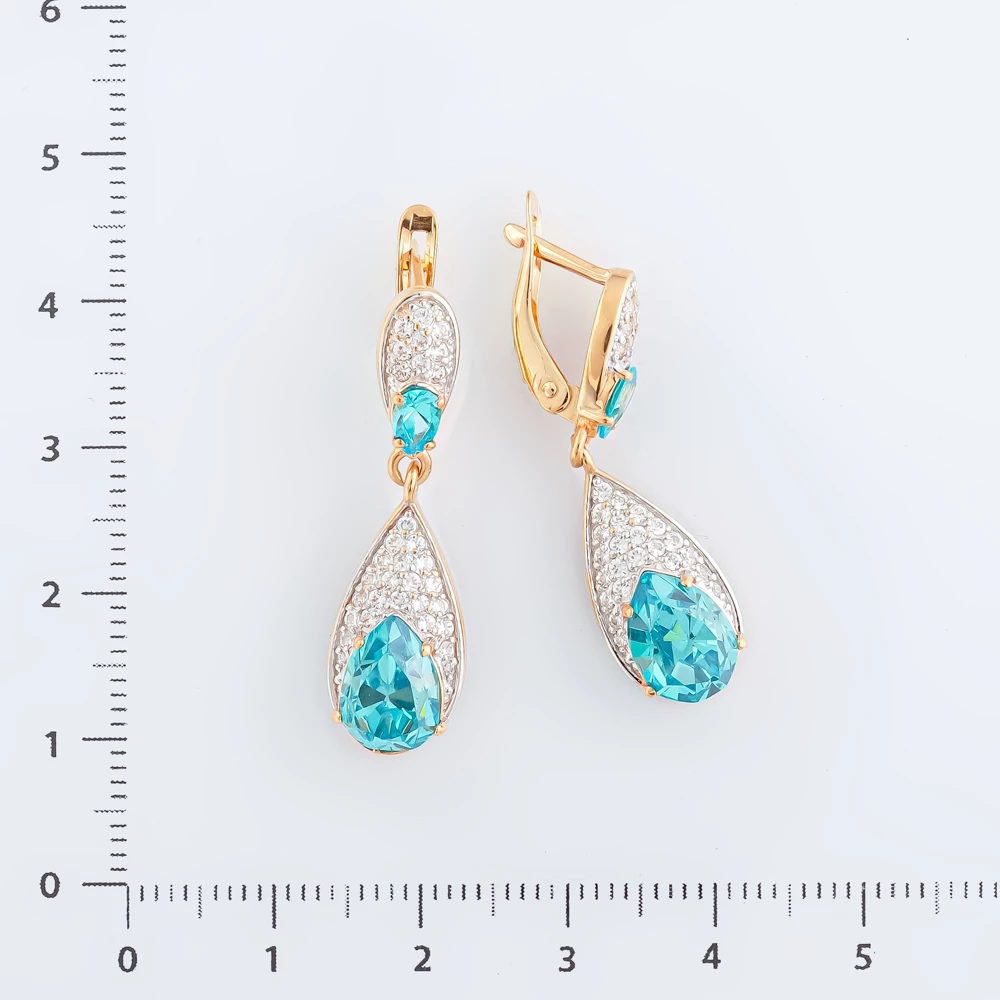 Серьги с ситаллом из красного золота 585 пробы