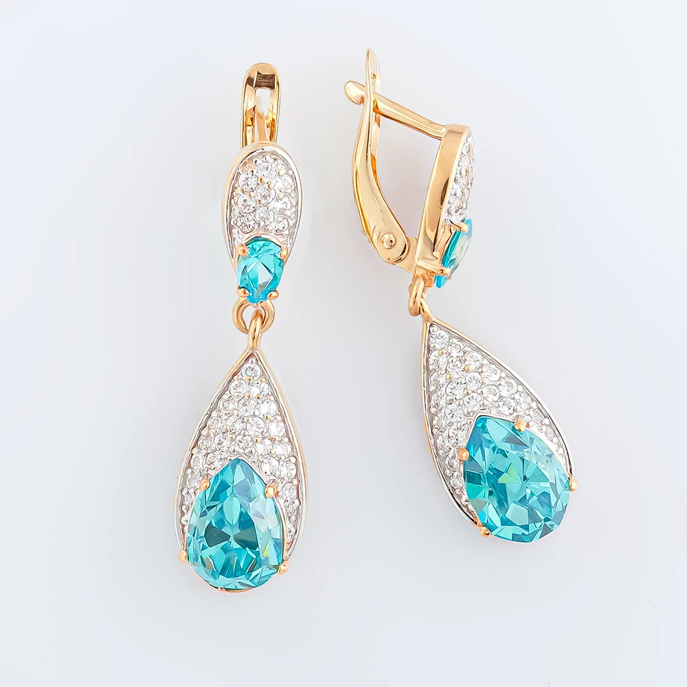 Серьги с ситаллом из красного золота 585 пробы