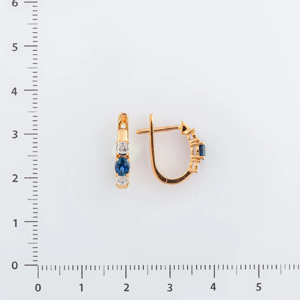 Серьги с сапфиром из красного золота 585 пробы