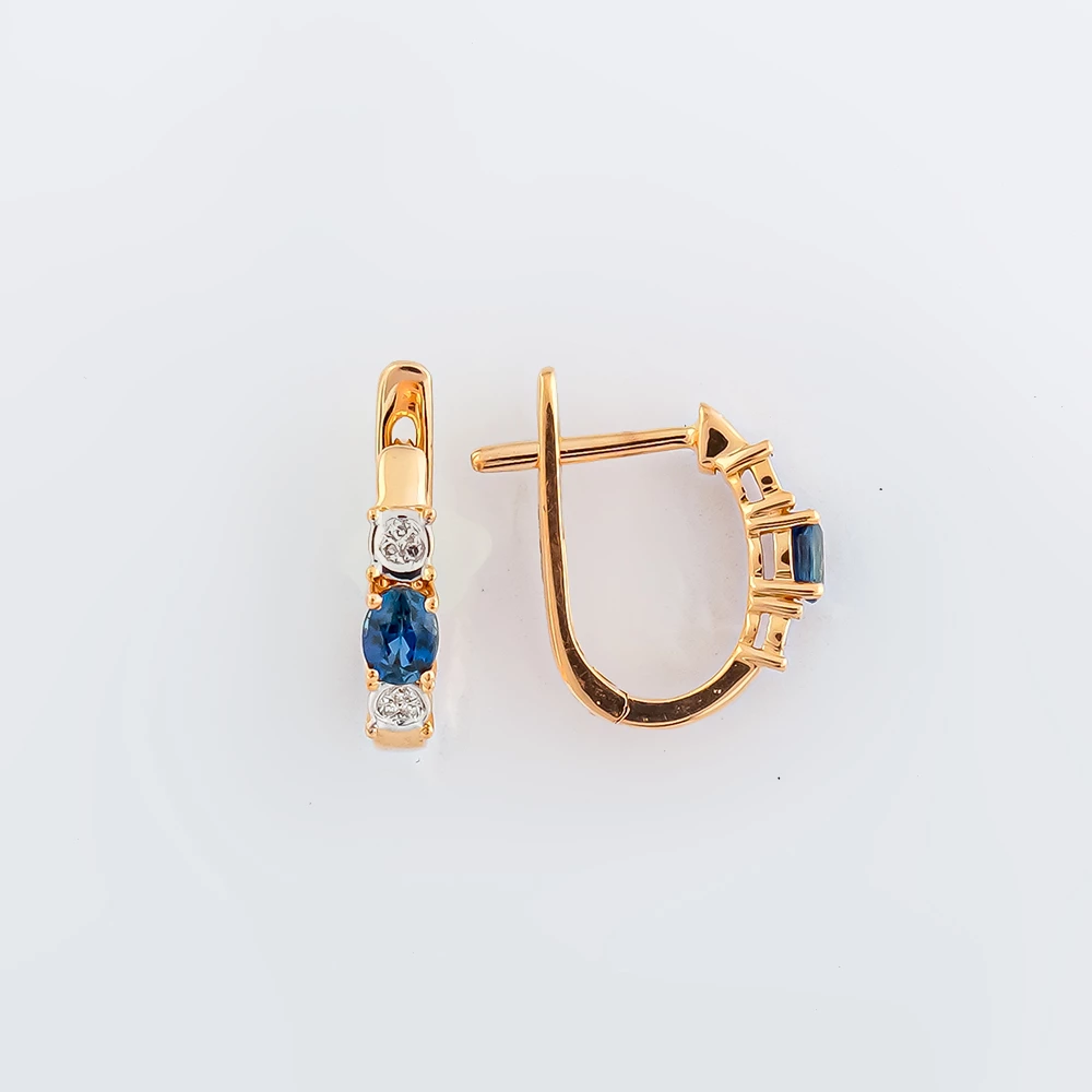 Серьги с сапфиром из красного золота 585 пробы