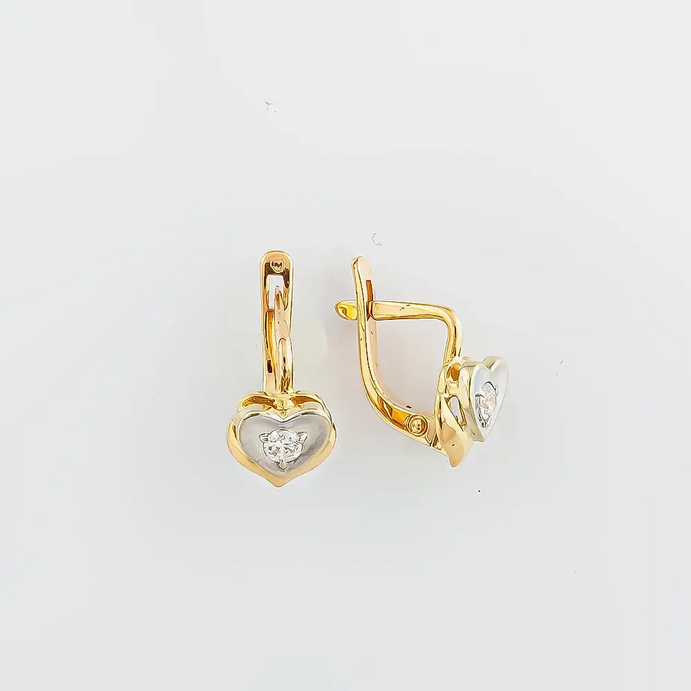 Серьги с фианитом из красного золота 585 пробы