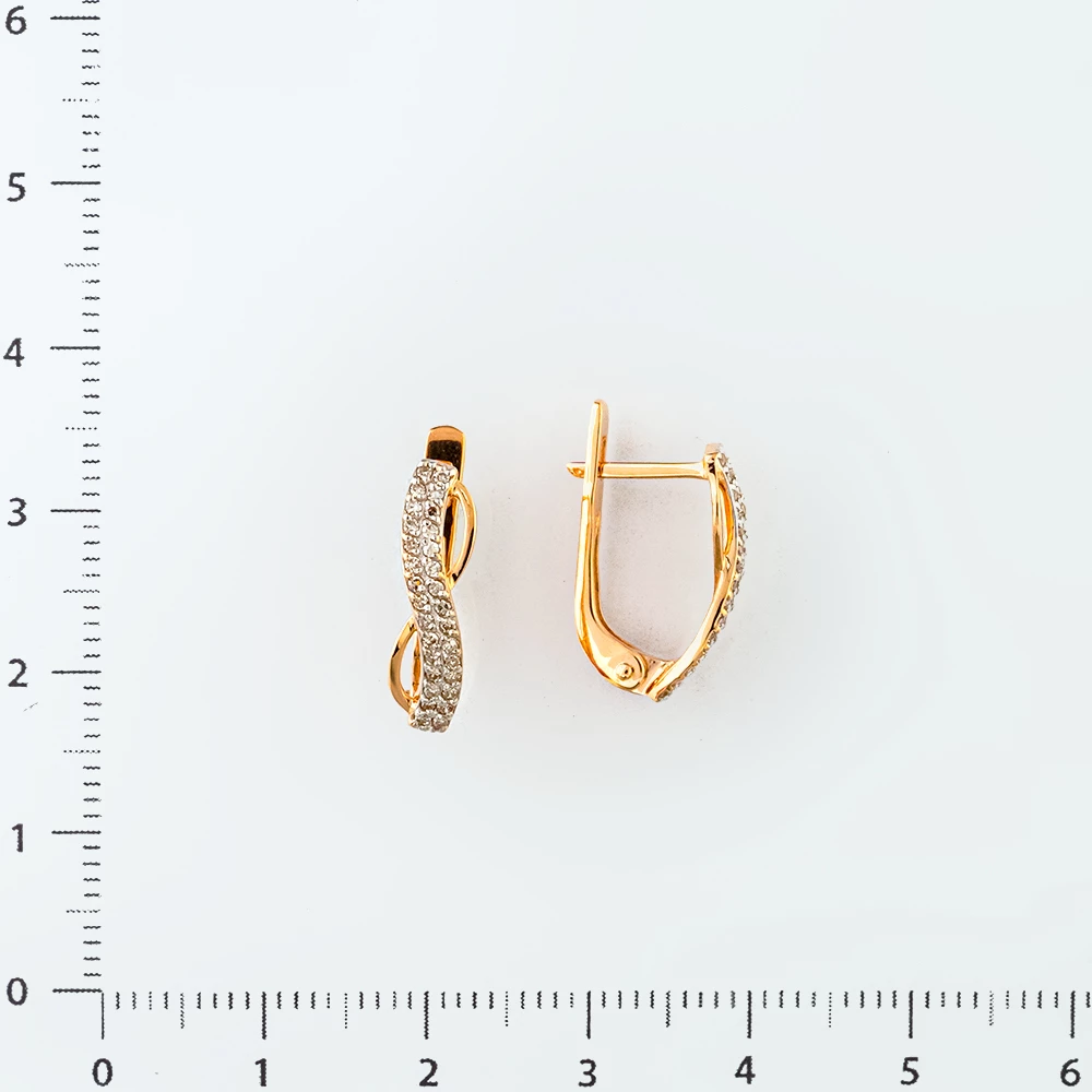 Серьги с бриллиантом из красного золота 585 пробы