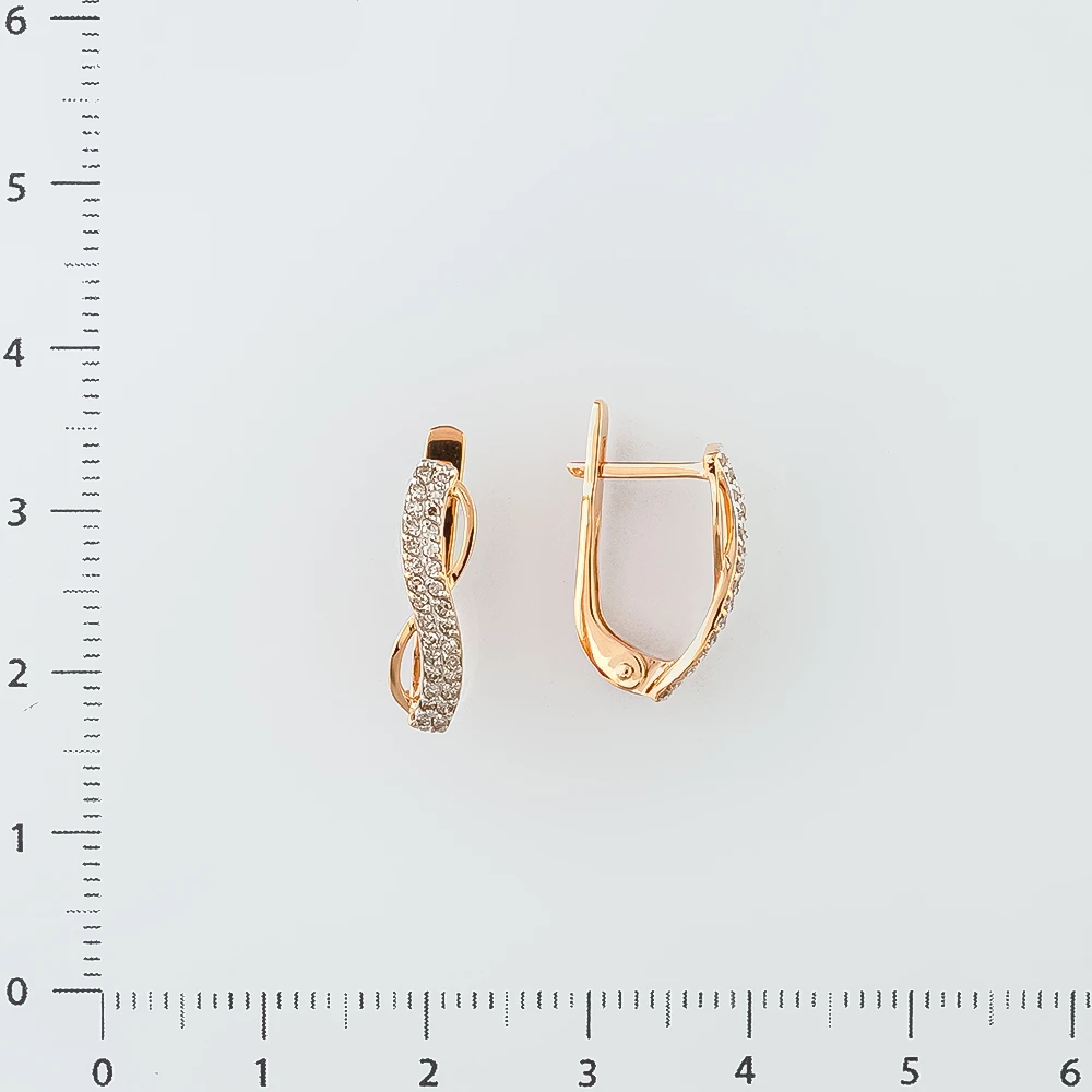 Серьги с бриллиантом из красного золота 585 пробы