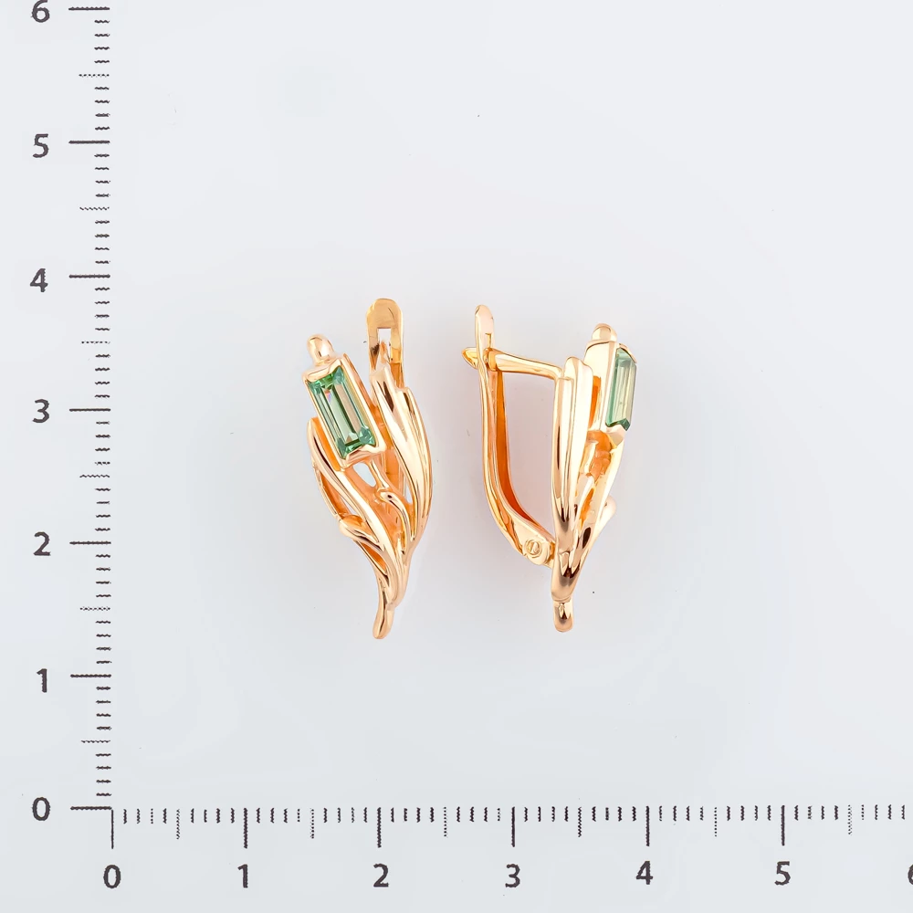 Серьги с фианитом из красного золота 585 пробы
