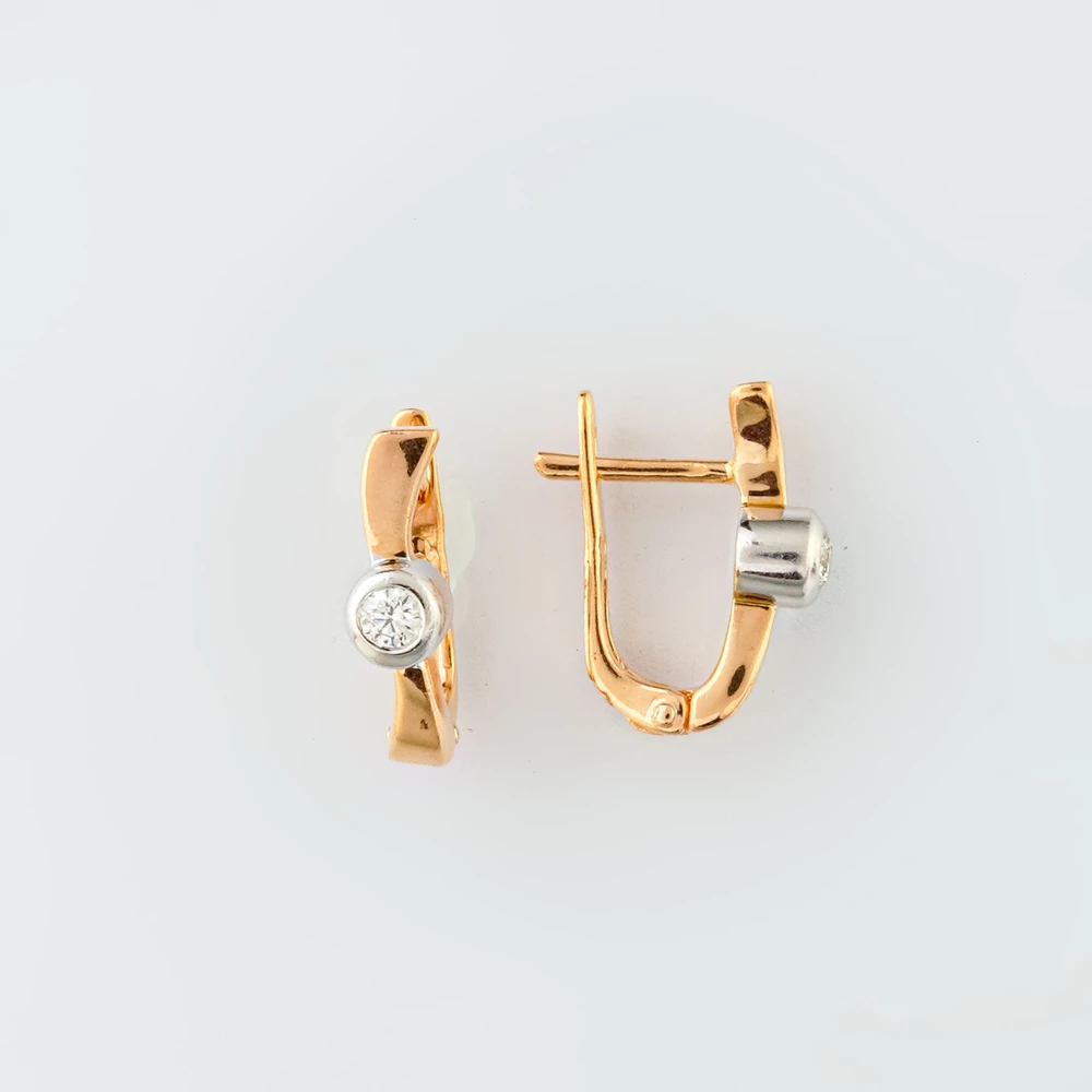 Серьги с бриллиантом из красного золота 585 пробы