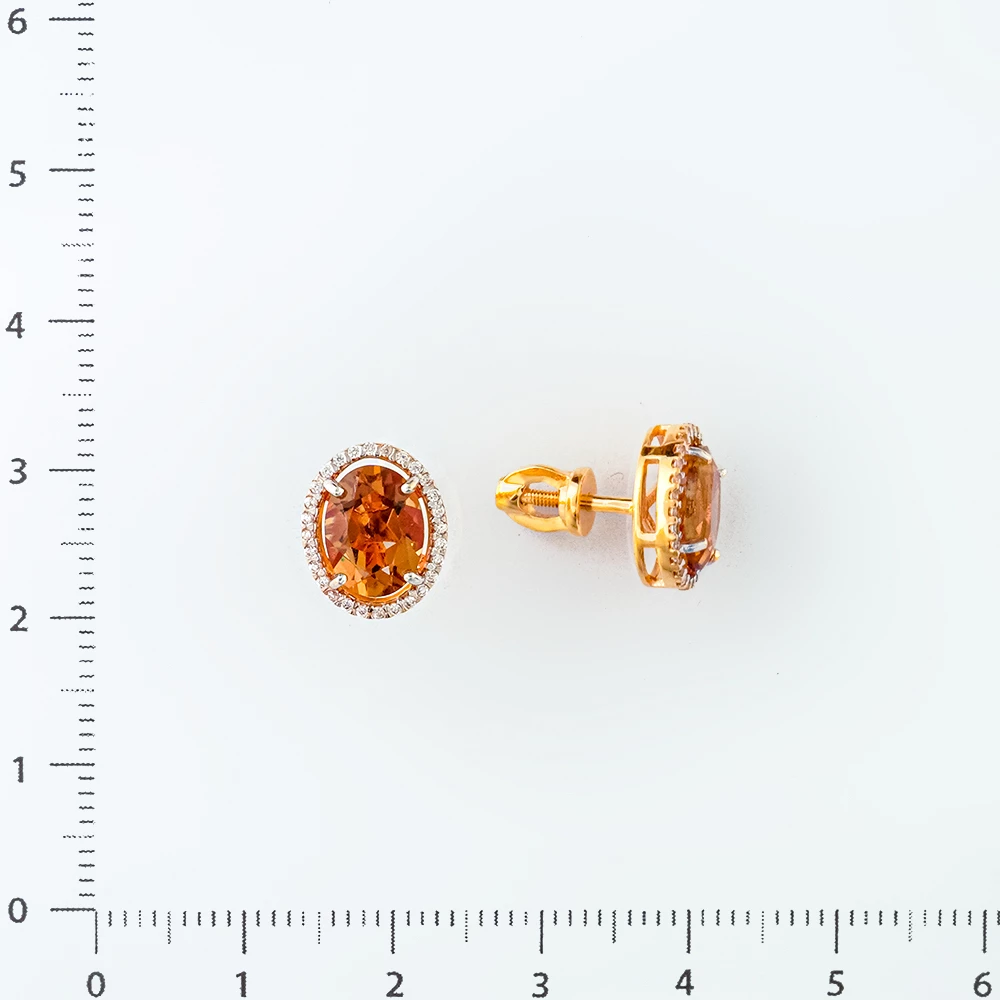 Серьги с ситаллом из красного золота 585 пробы
