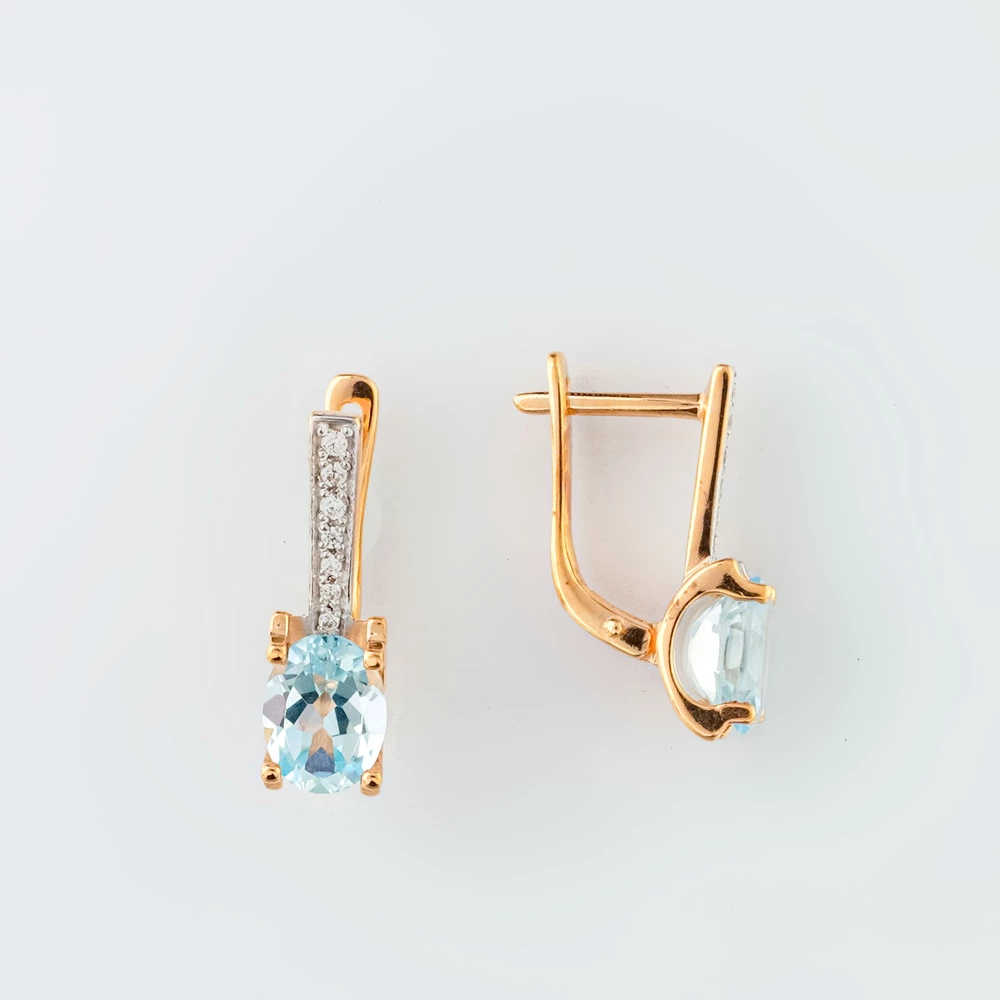 Серьги с топазом из красного золота 585 пробы