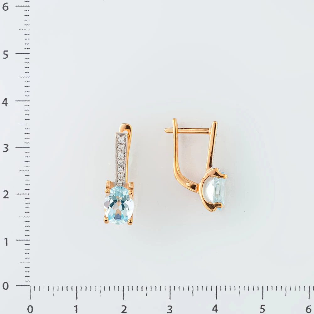 Серьги с топазом из красного золота 585 пробы