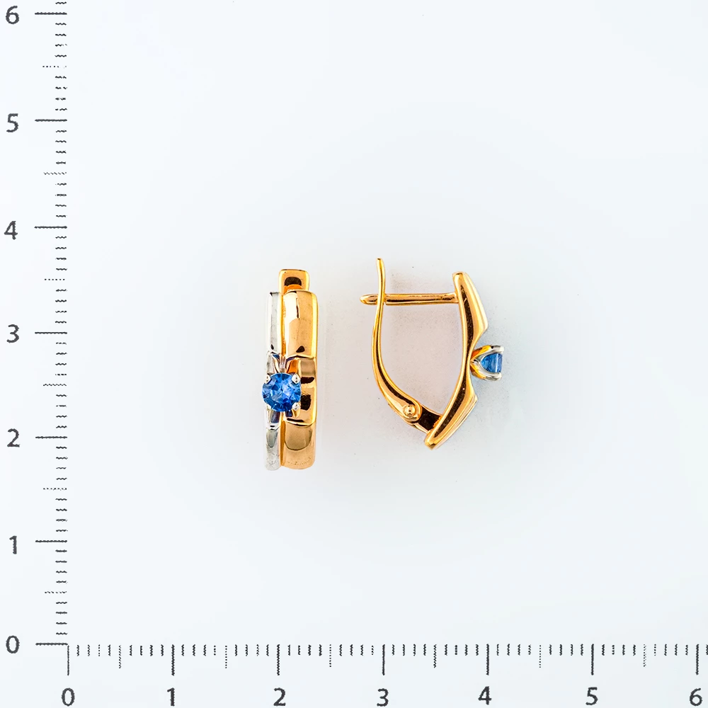 Серьги с сапфиром синтетическим из красного золота 585 пробы