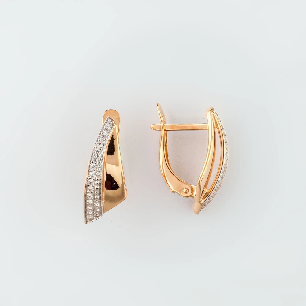 Серьги с фианитом из красного золота 585 пробы 1