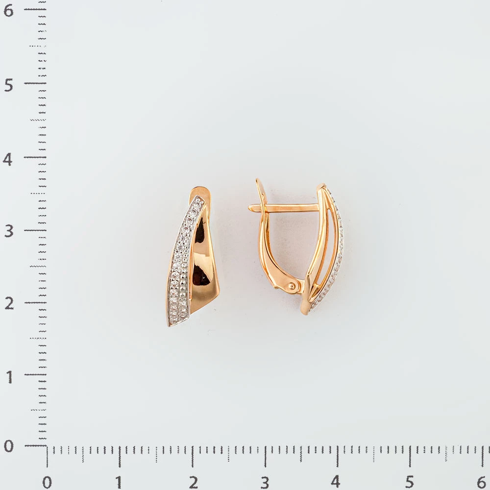 Серьги с фианитом из красного золота 585 пробы 2