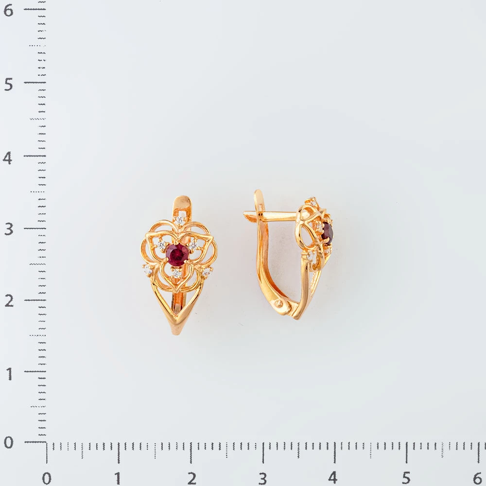 Серьги с гранатом из красного золота 585 пробы