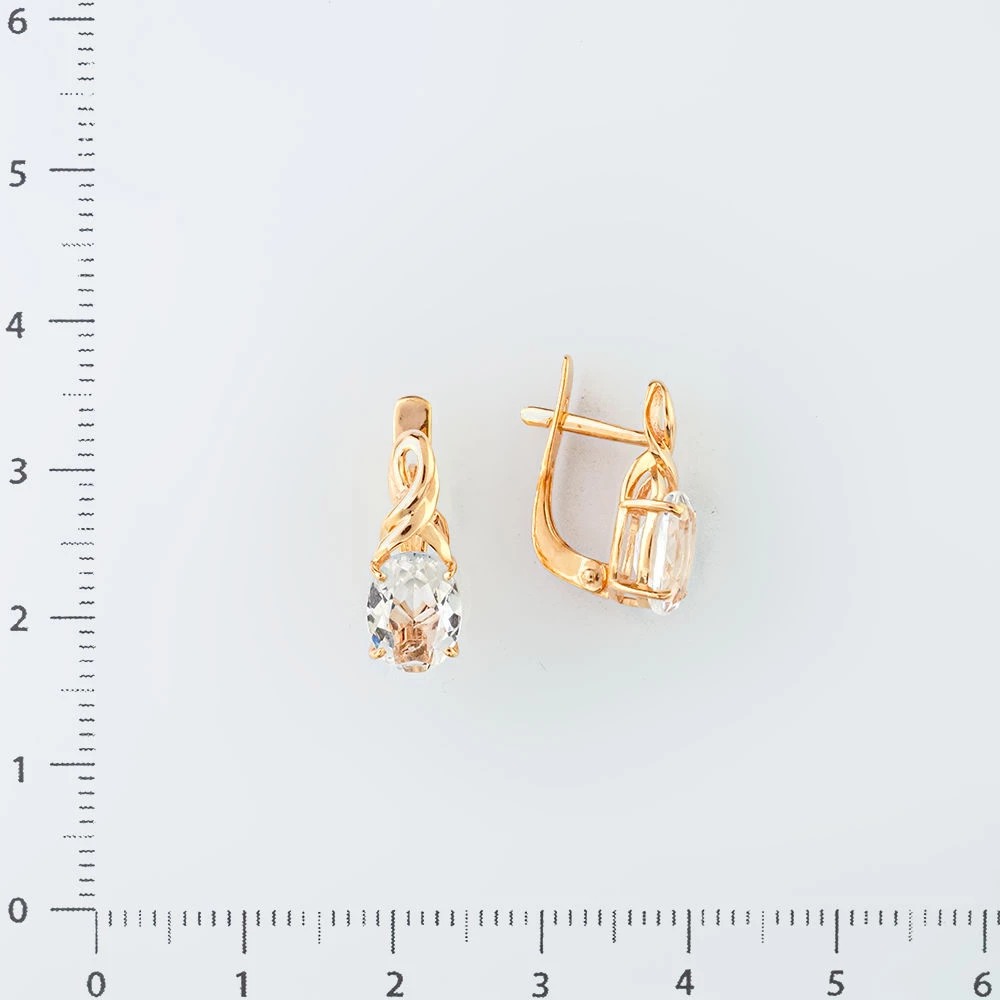 Серьги с фианитом из красного золота 585 пробы