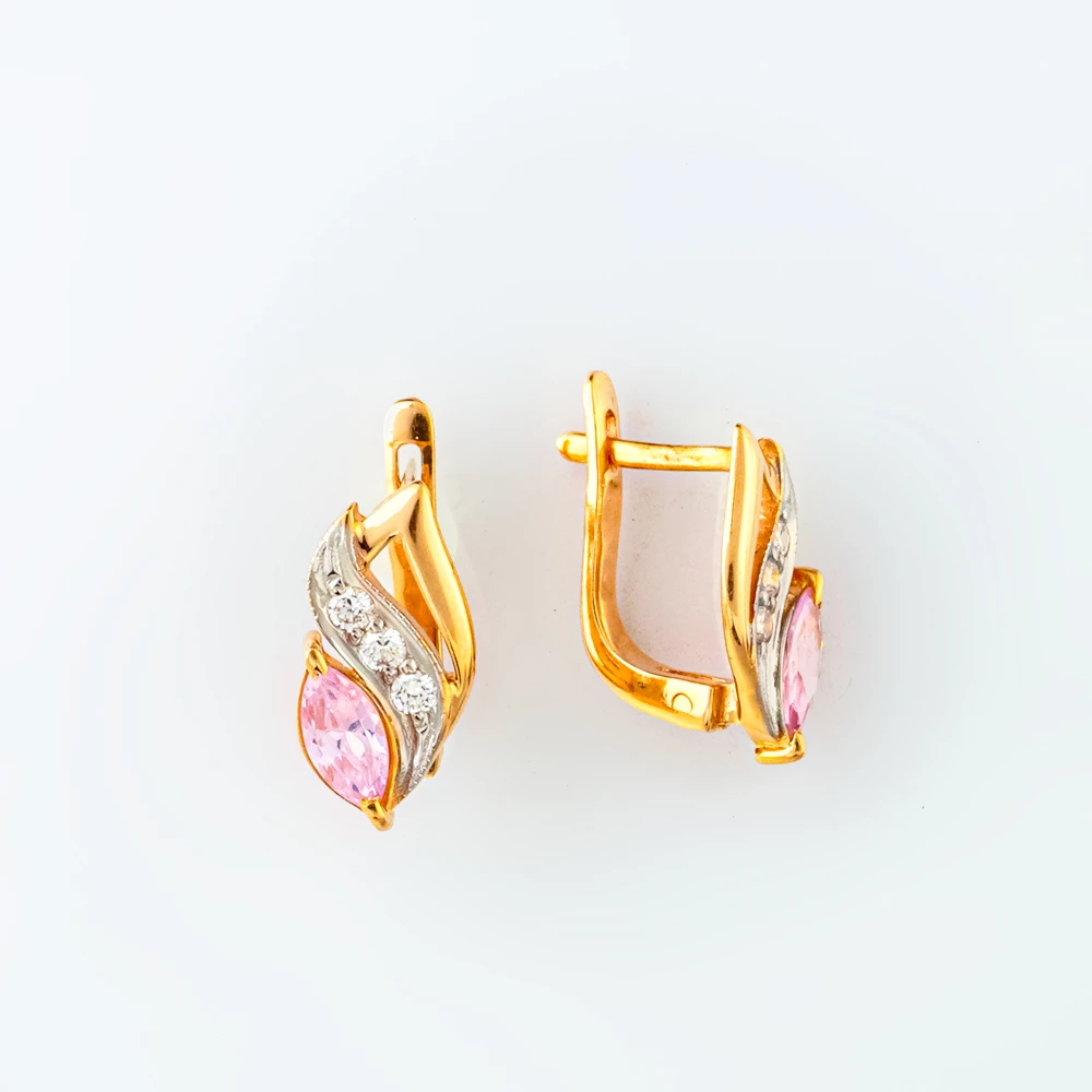 Серьги с ситаллом из красного золота 585 пробы