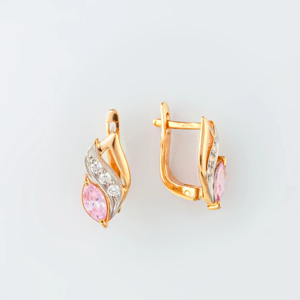 Серьги с ситаллом из красного золота 585 пробы