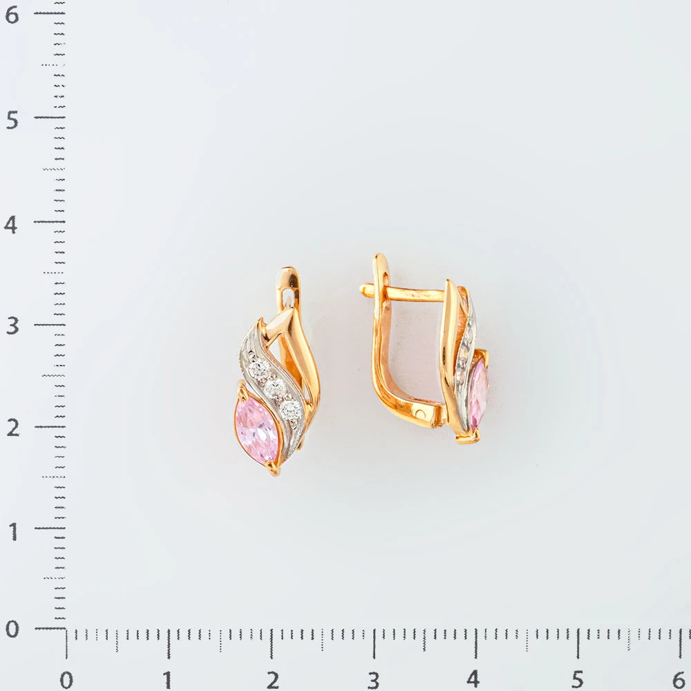 Серьги с ситаллом из красного золота 585 пробы