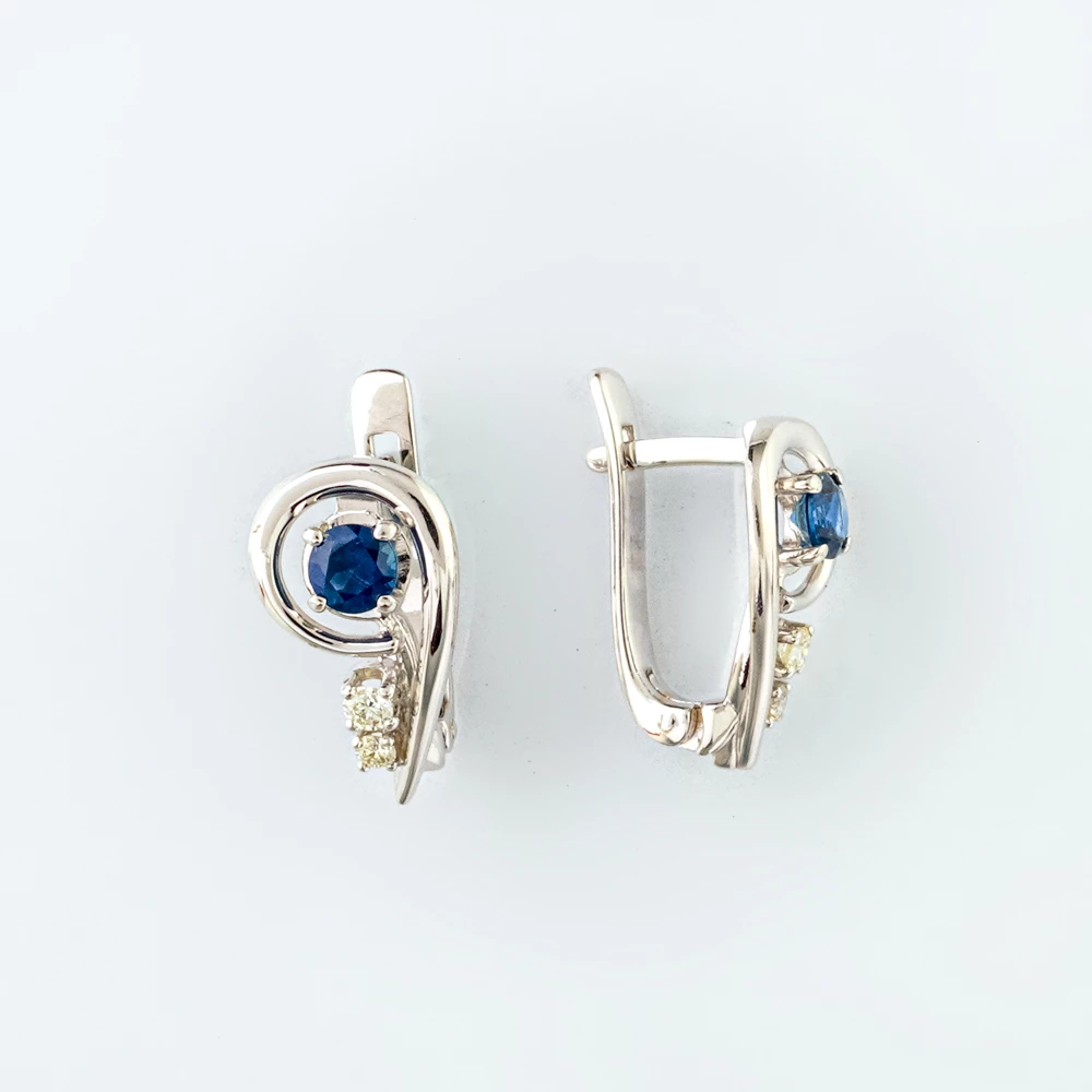 Серьги с сапфиром из белого золота 585 пробы