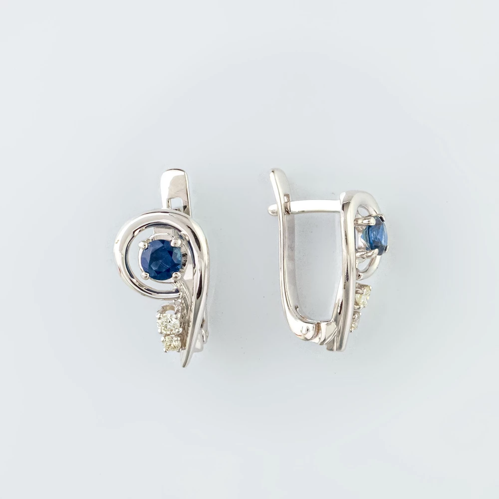 Серьги с сапфиром из белого золота 585 пробы