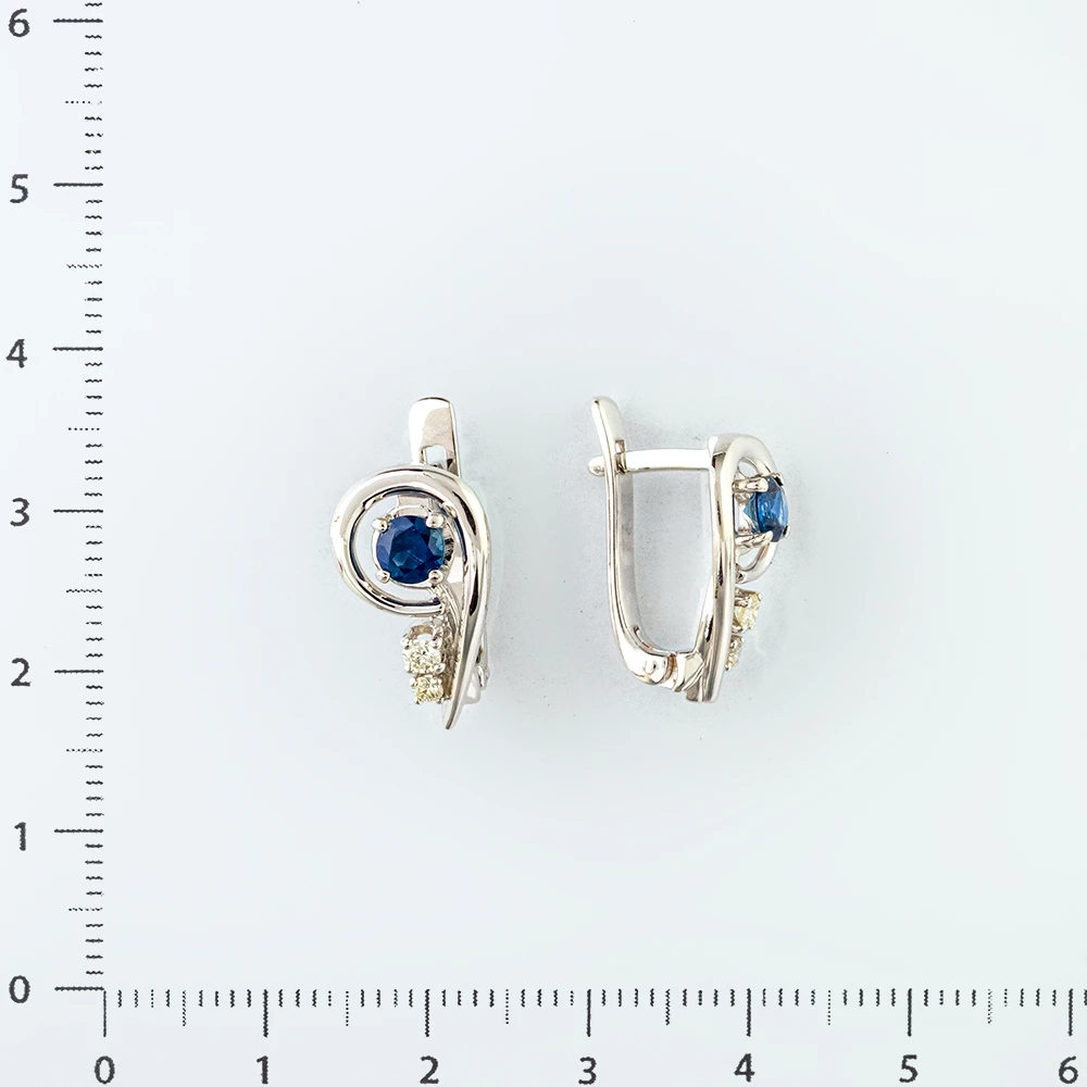 Серьги с сапфиром из белого золота 585 пробы