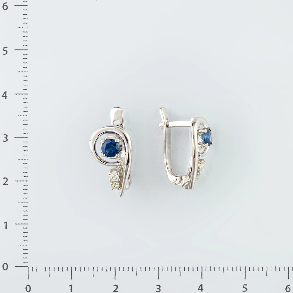Серьги с сапфиром из белого золота 585 пробы