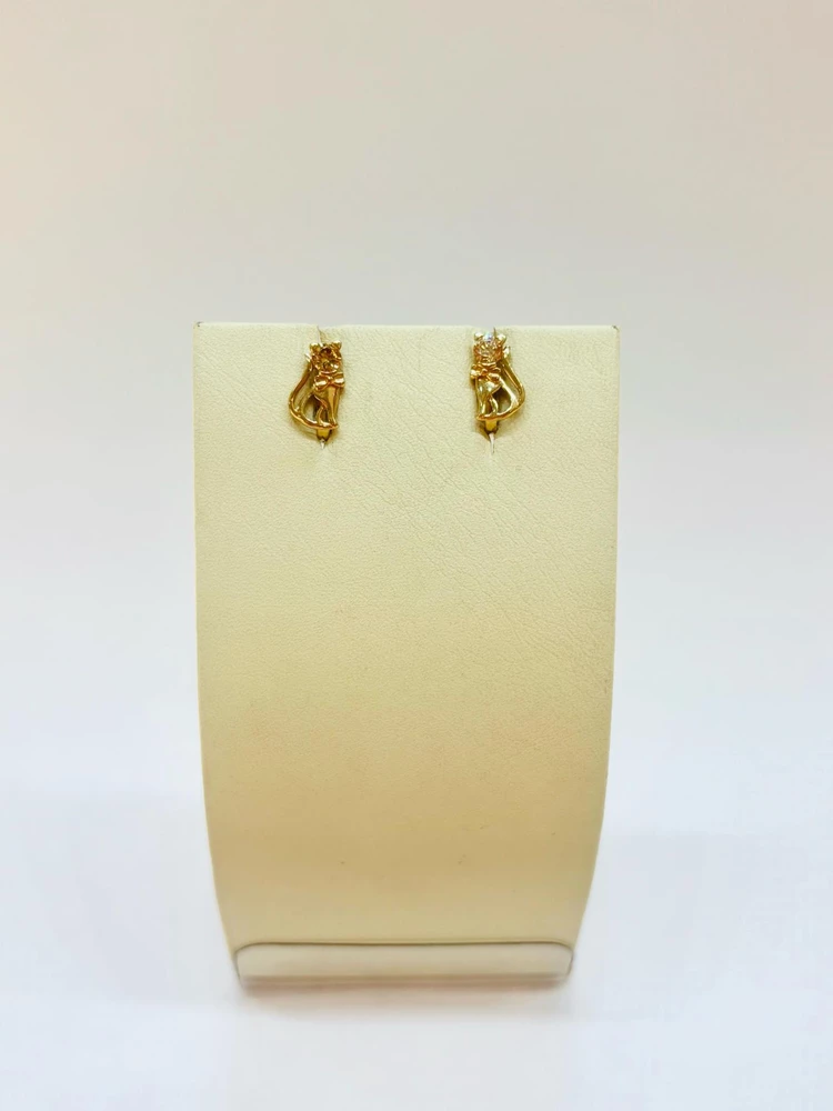 Серьги с фианитом из красного золота 585 пробы