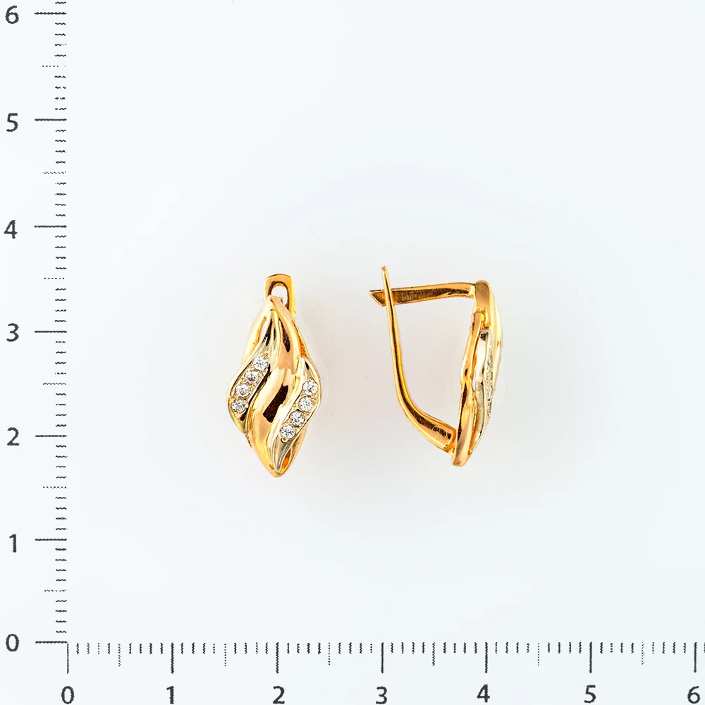 Серьги с фианитом из красного золота 585 пробы