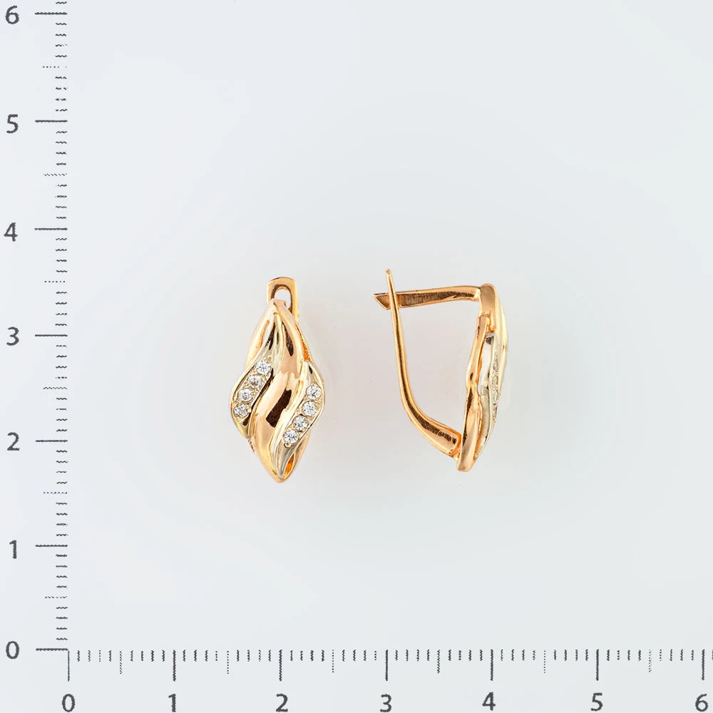 Серьги с фианитом из красного золота 585 пробы