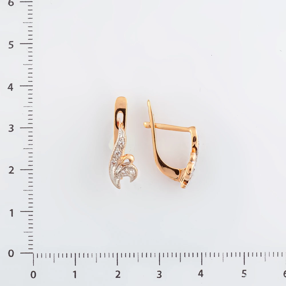 Серьги с фианитом из желтого золота 585 пробы