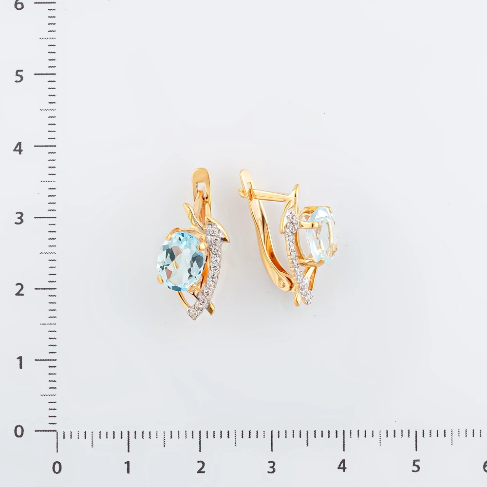 Серьги с топазом из красного золота 585 пробы