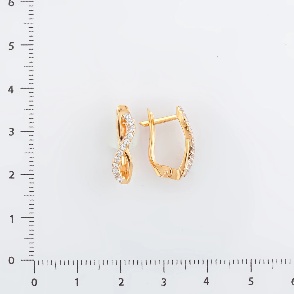Серьги с фианитом из красного золота 585 пробы