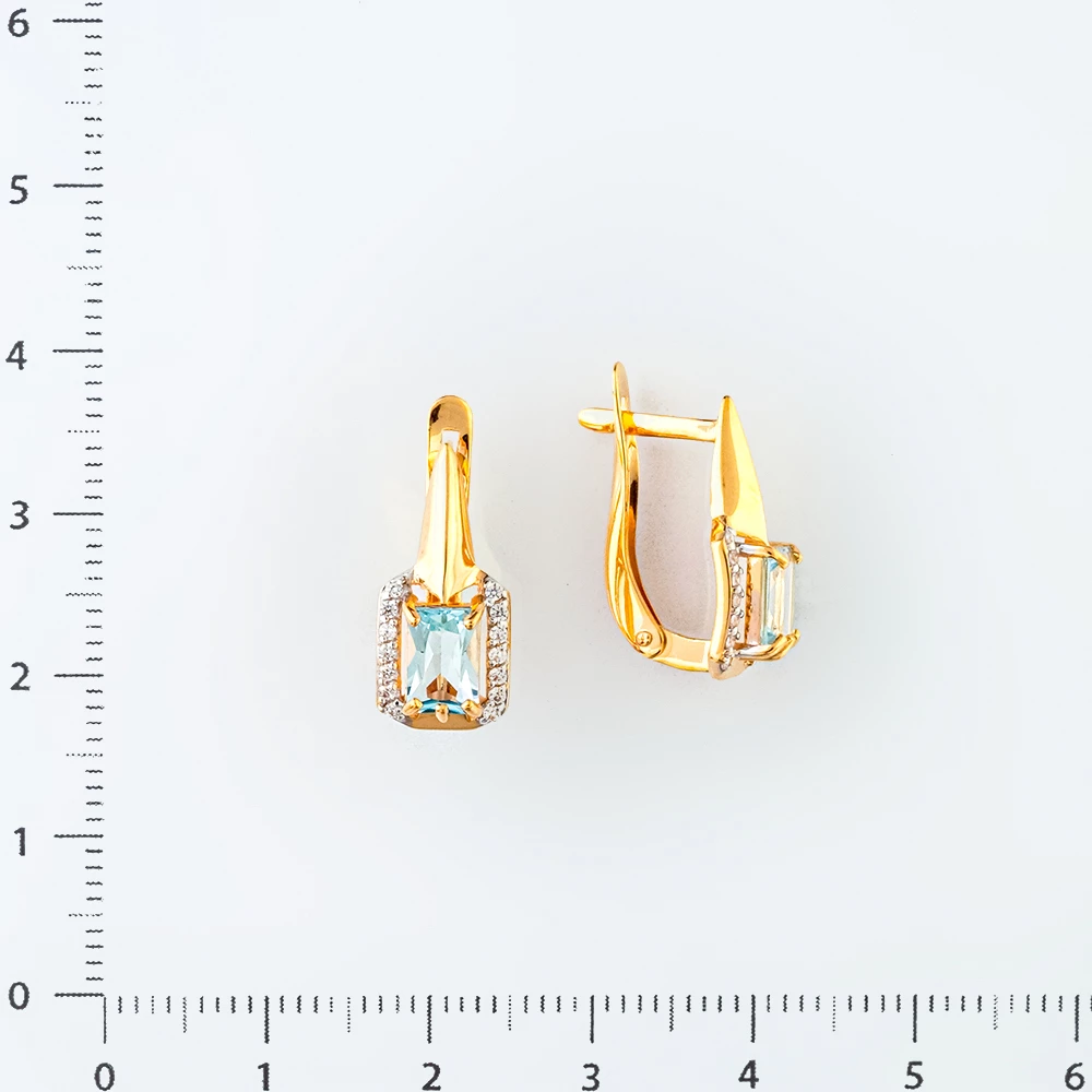 Серьги с топазом из красного золота 585 пробы