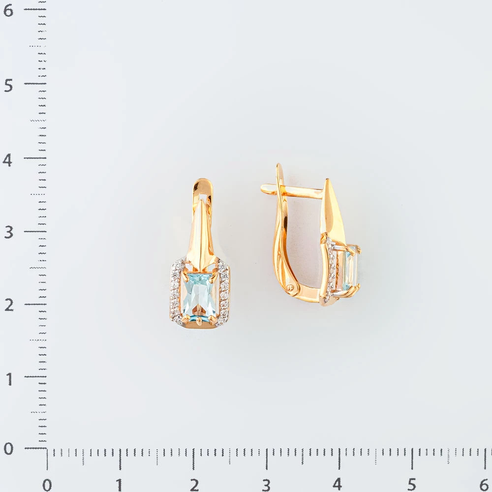 Серьги с топазом из красного золота 585 пробы