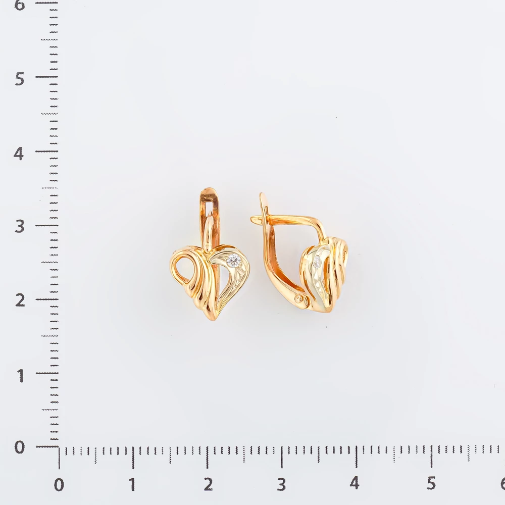 Серьги с фианитом из красного золота 585 пробы