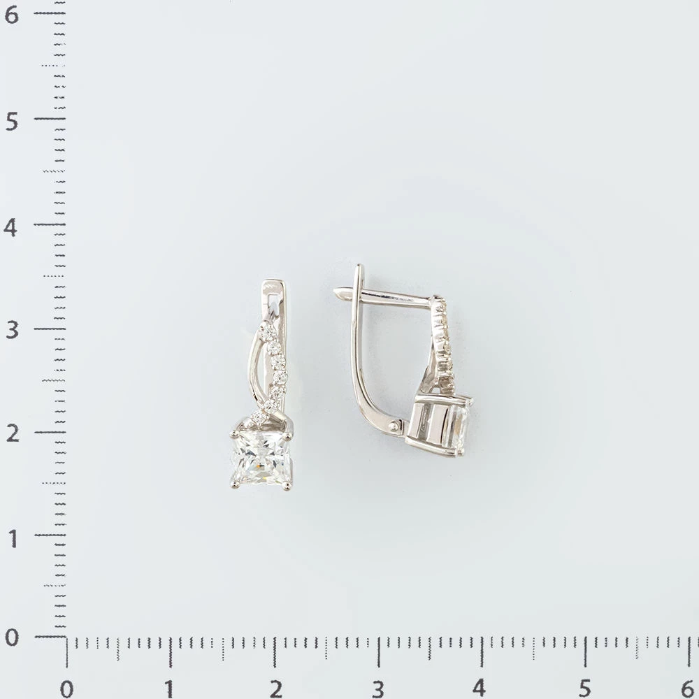 Серьги с фианитом из белого золота 585 пробы