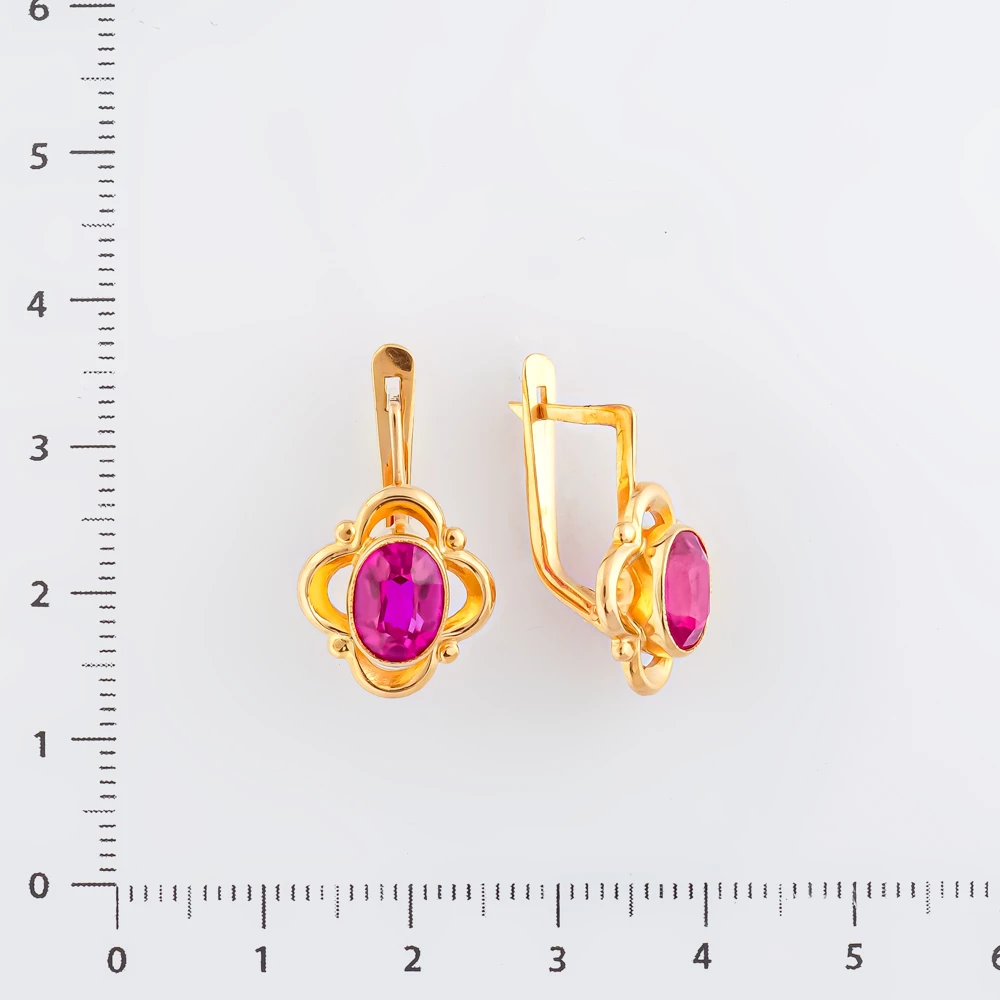 Серьги с фианитом из красного золота 583 пробы