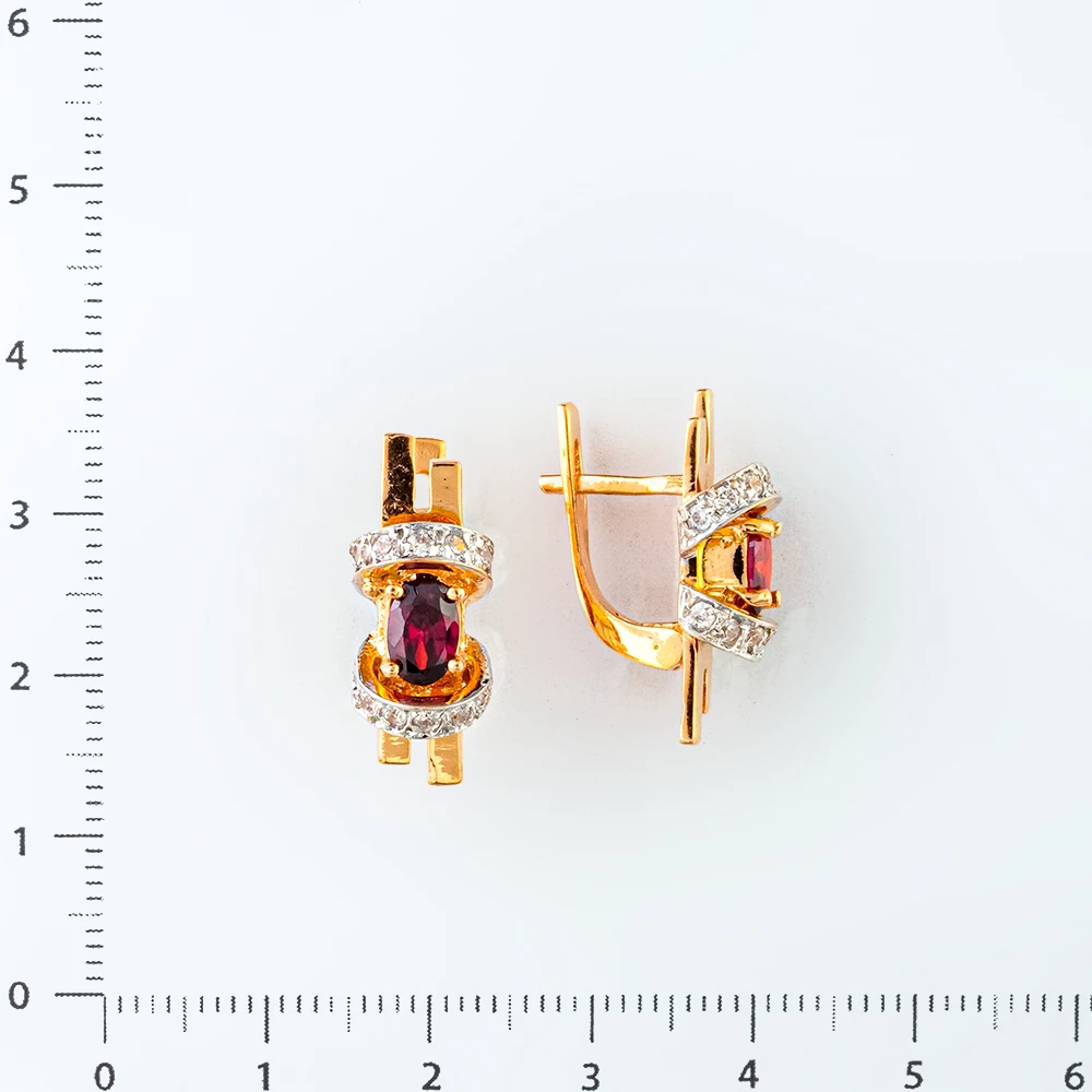 Серьги с гранатом из красного золота 585 пробы