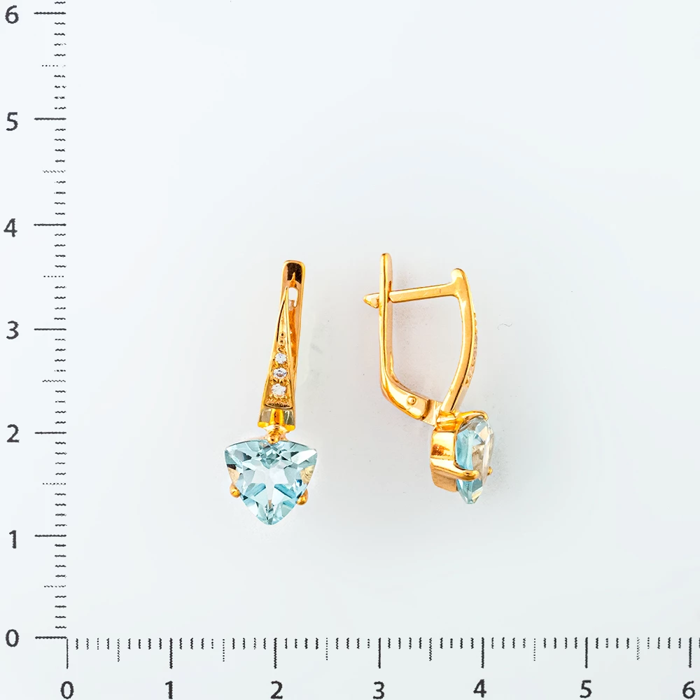 Серьги с топазом из красного золота 585 пробы