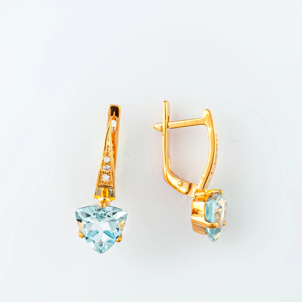 Серьги с топазом из красного золота 585 пробы