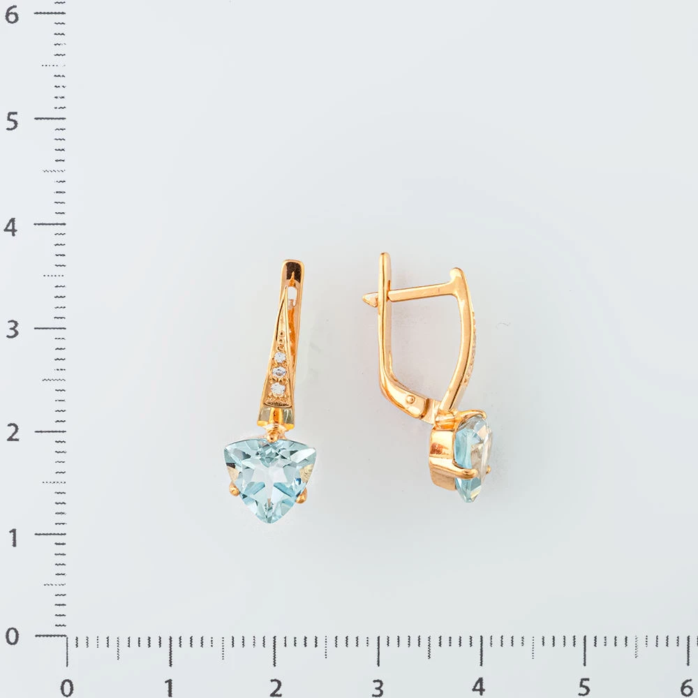 Серьги с топазом из красного золота 585 пробы
