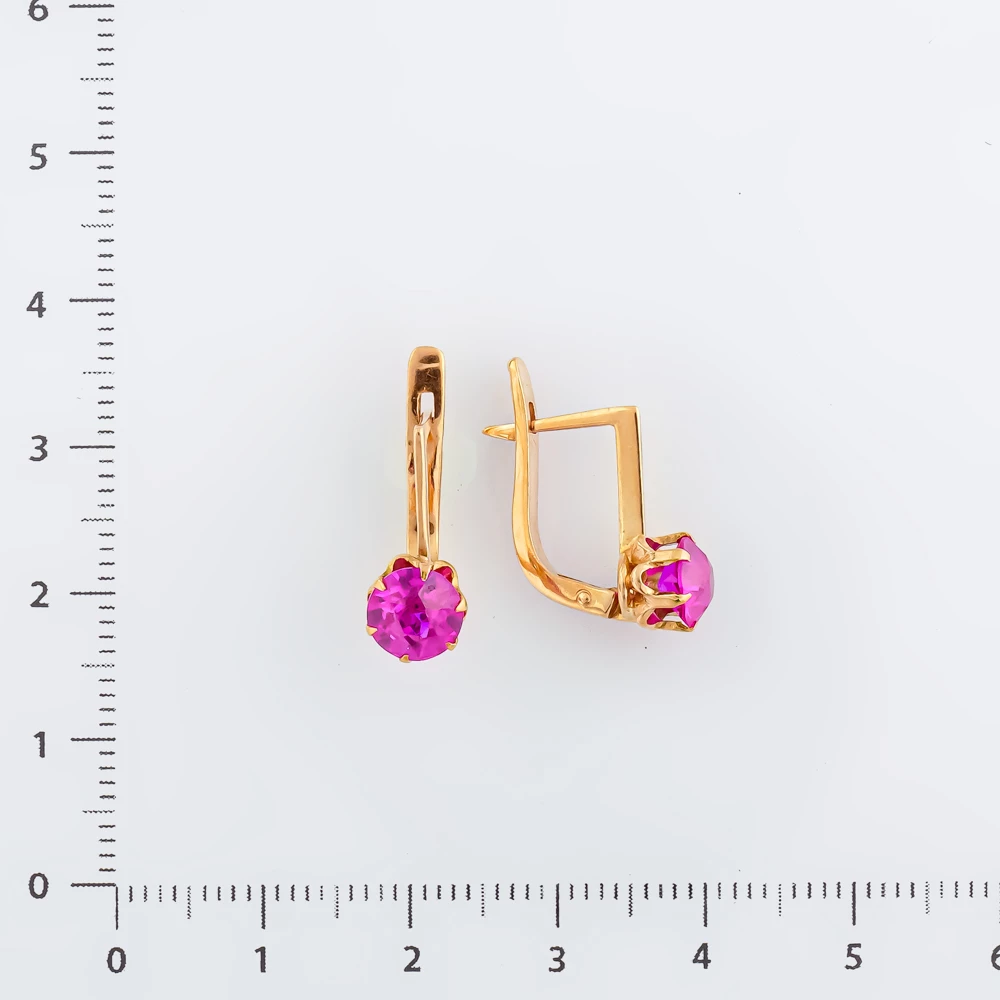 Серьги с фианитом из красного золота 583 пробы