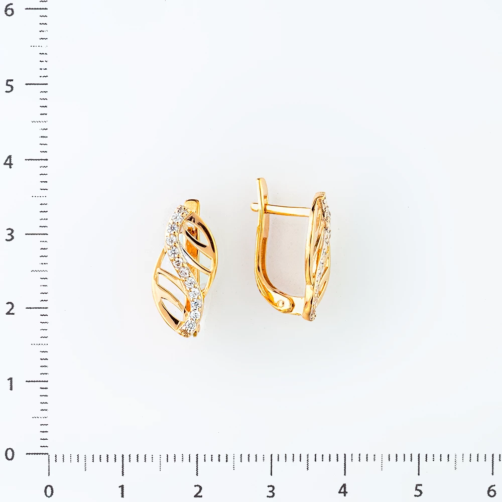 Серьги с фианитом из красного золота 585 пробы