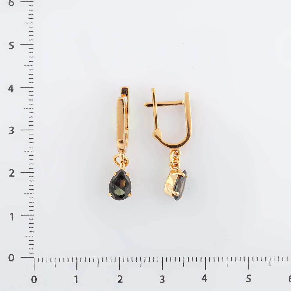 Серьги с фианитом из красного золота 585 пробы