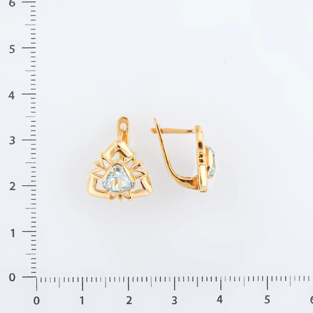 Серьги с топазом из красного золота 585 пробы