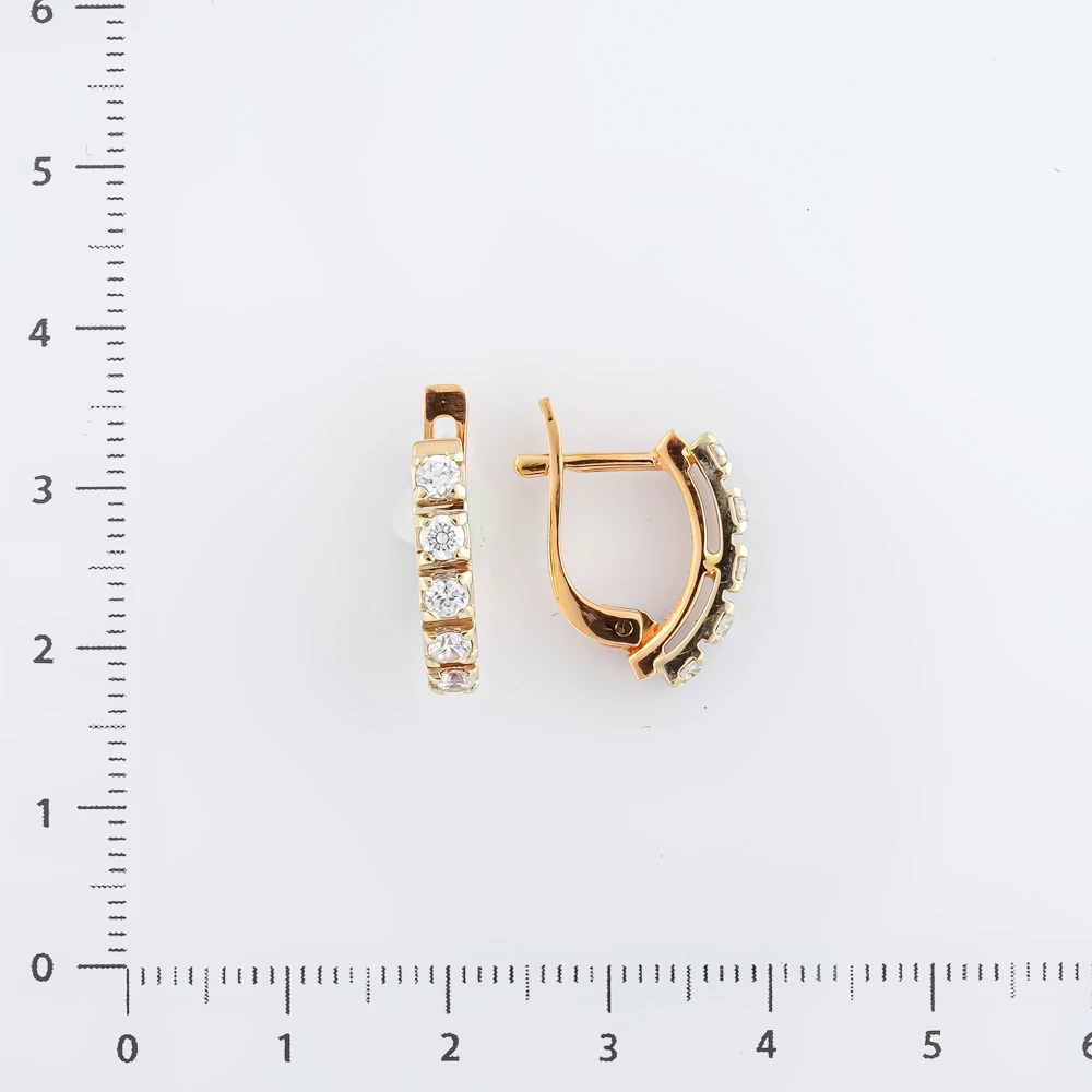 Серьги с фианитом из красного золота 585 пробы