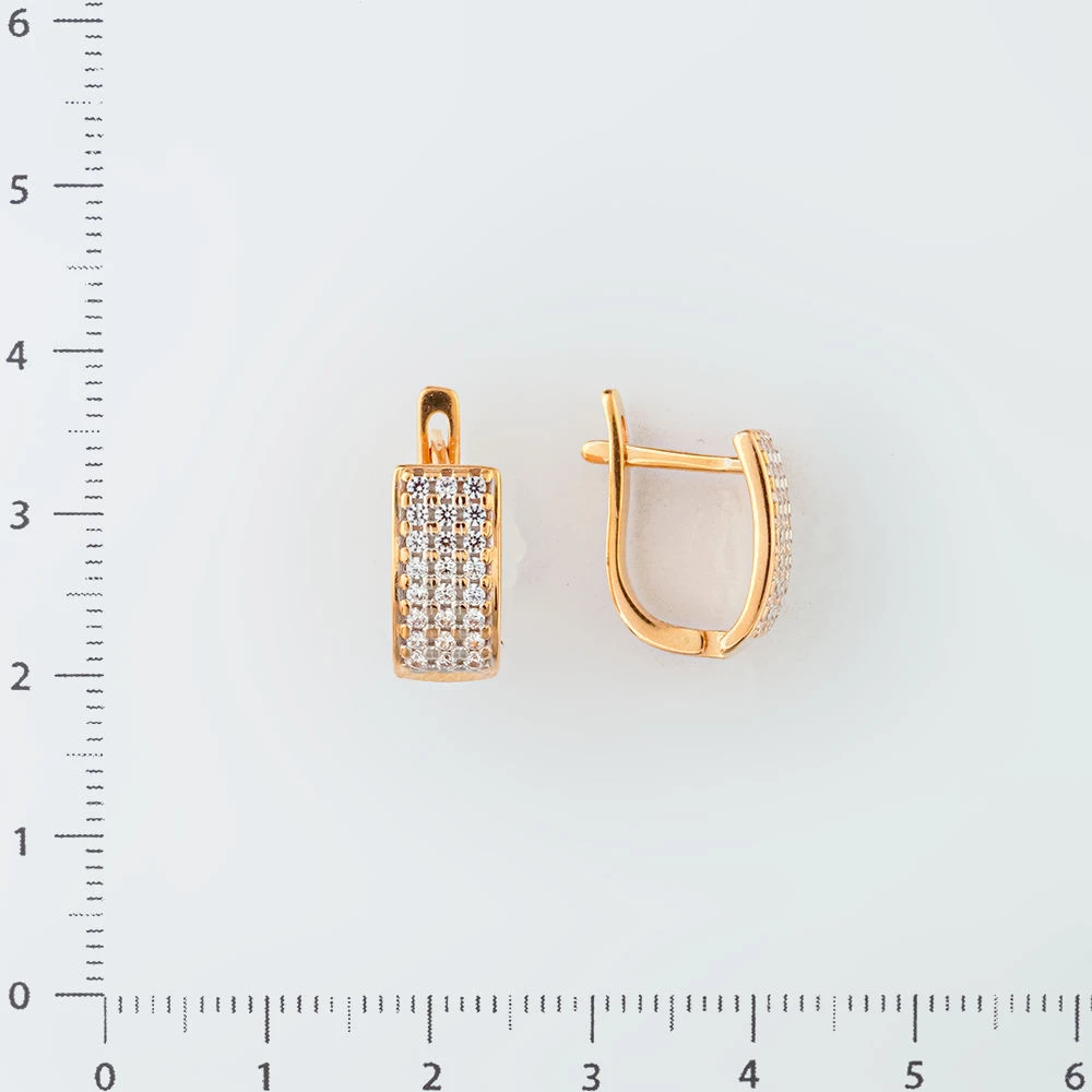 Серьги с фианитом из красного золота 585 пробы