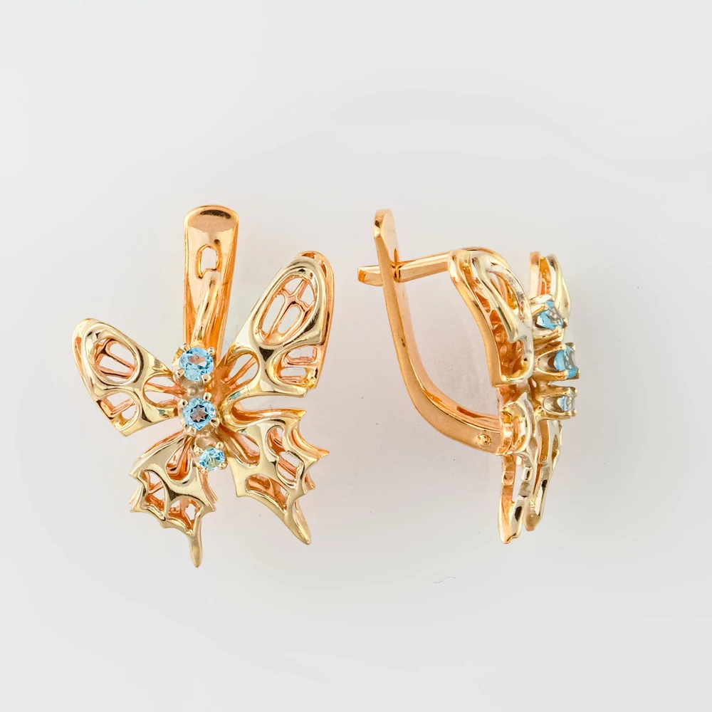 Серьги с топазом из красного золота 585 пробы