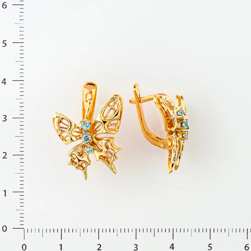 Серьги с топазом из красного золота 585 пробы