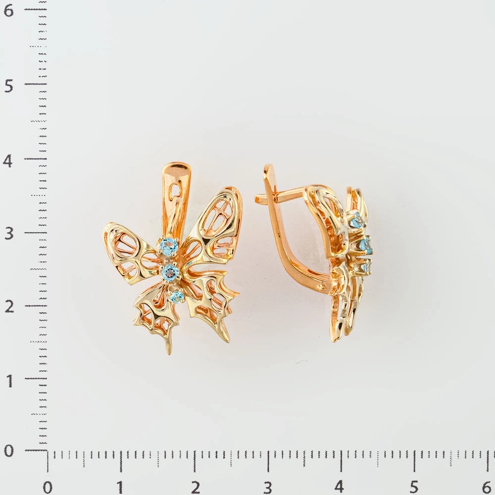 Серьги с топазом из красного золота 585 пробы